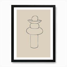 Drawing Of A Stack Of Stones Line Drawing Art Print