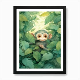 Monkey In The Jungle Watercolour 3 Art Print