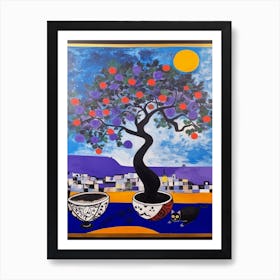 Lilac With A Cat 3 Surreal Joan Miro Style  Art Print