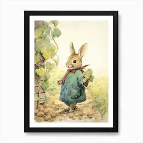 Storybook Animal Watercolour Rabbit 4 Art Print