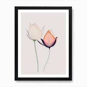 Lotus Flower Petals Minimal Line Drawing 3 Art Print