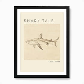 Zebra Shark Vintage Illustration 2 Poster Art Print