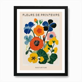 Spring Floral French Poster  Nasturtium 2 Art Print