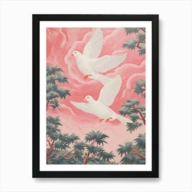 Vintage Japanese Inspired Bird Print Cowbird 3 Art Print