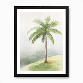 Palm Tree Atmospheric Watercolour Painting 1 Art Print