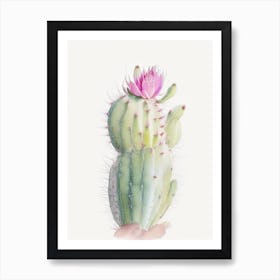 Rat Tail Cactus Pastel Watercolour 2 Art Print