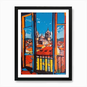 Window View Of Budapest Hungary In The Style Of Pop Art 3 Art Print