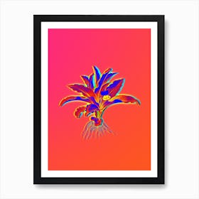 Neon Kaempferia Angustifolia Botanical in Hot Pink and Electric Blue n.0173 Art Print