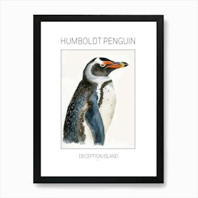 Humboldt Penguin Deception Island Watercolour Painting 3 Poster Art Print