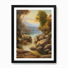 Forest Lake,Vintage Oil Painting,Farm Wall Decorations,Vintage Landscape,Vintage Landscape Oil Painting.16 1 Art Print