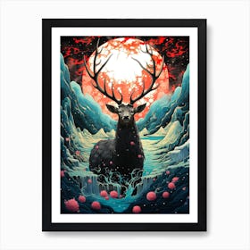 Deer In The Moonlight Art Print