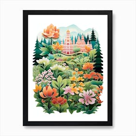 Butchart Garden Canada Modern Illustration 1 Art Print