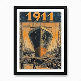 Aihrgdesign A Vintage Engineering Poster Showing The Titanic 7 Art Print