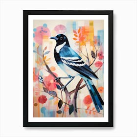 Bird Painting Collage Magpie 6 Art Print