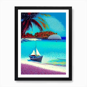 Maldives Pointillism Style Tropical Destination Art Print