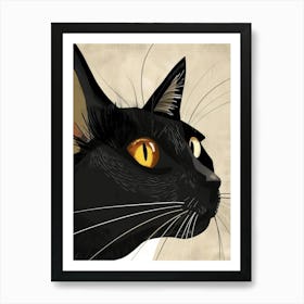 Black Cat With Yellow Eyes 9 Art Print