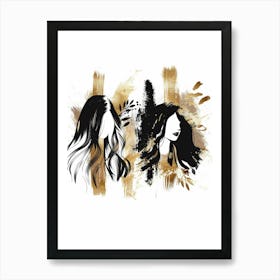 Two Women With Long Hair Art Print