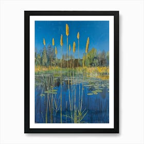 Reeds In A Pond Art Print