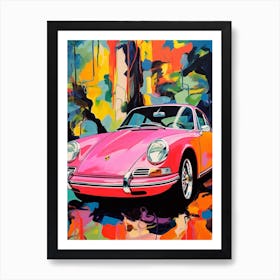 Porsche 911 Vintage Car Matisse Style Drawing Colourful 0 Art Print