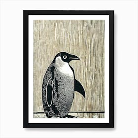 Penguin Linocut Bird Art Print