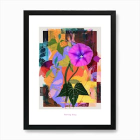 Morning Glory 2 Neon Flower Collage Poster Art Print