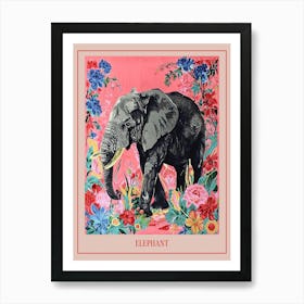 Floral Animal Painting Elephant 2 Poster Art Print