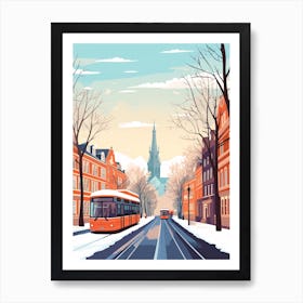 Vintage Winter Travel Illustration Copenhagen Denmark 1 Art Print