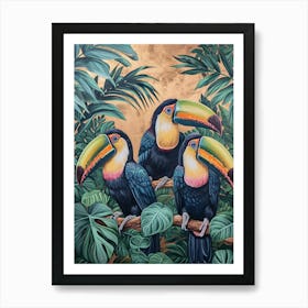 Toucans Kitsch Brushstrokes 1 Art Print