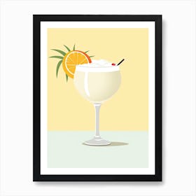 Illustration Piña Colada Floral Infusion Cocktail 3 Art Print