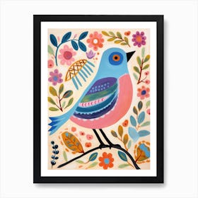 Pink Scandi Bluebird 2 Art Print