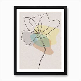Lone Flower, Patch, Outline, Line Art, Viral, Botanical, Art, Wall Print Art Print