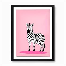Playful foal On Solid pink Background, modern animal art, baby zebra 2 Art Print