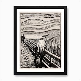 The Scream In Black And White, Edvard Munch Art Print