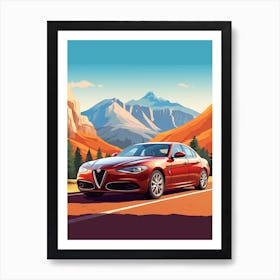 A Alfa Romeo Giulia In The The Great Alpine Road Australia 4 Art Print