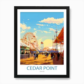 Cedar Point Ohio Print Amusement Park Art Roller Coaster Wall Decor Sandusky Attraction Poster Thrill Ride Illustration Theme Park Adventure1 Art Print