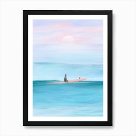 Surfer And Seagull Art Print
