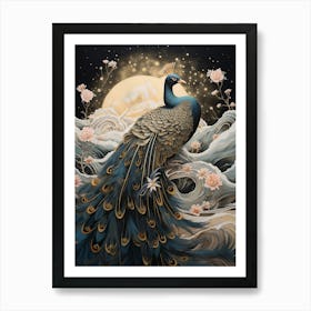 Peacock 4 Gold Detail Painting Art Print