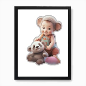 Baby And Bear 1 Art Print