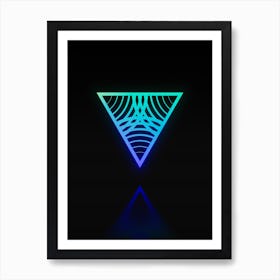 Neon Blue and Green Abstract Geometric Glyph on Black n.0012 Art Print