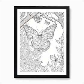 Butterfly In Tree William Morris Inspired 1 Art Print