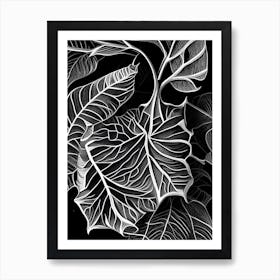 Lemon Leaf Linocut 2 Art Print
