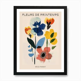 Spring Floral French Poster  Wild Pansy 2 Art Print