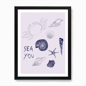 Sea You Summer Sea Elements Print Art Print