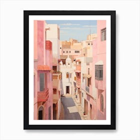 Tangier Morocco 5 Vintage Pink Travel Illustration Art Print