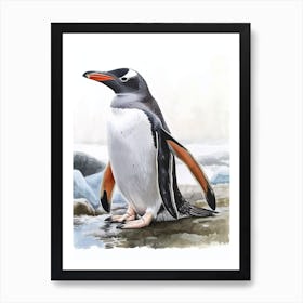 Humboldt Penguin Deception Island Watercolour Painting 4 Art Print