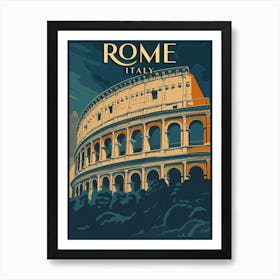 Rome Italy Vintage Colosseum Poster Art Print