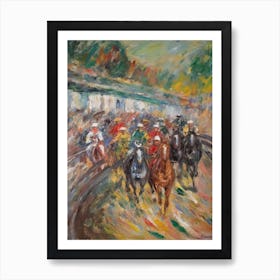 Horse Racing In The Style Of Monet 3 Art Print