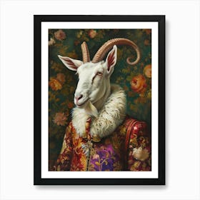 Goat In Medieval Clothes Portrait Art Print