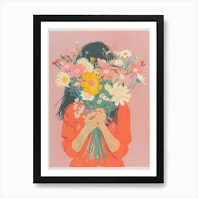 Spring Girl With Wild Flowers 4 Art Print