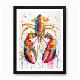 Lobster Colourful Watercolour 2 Art Print